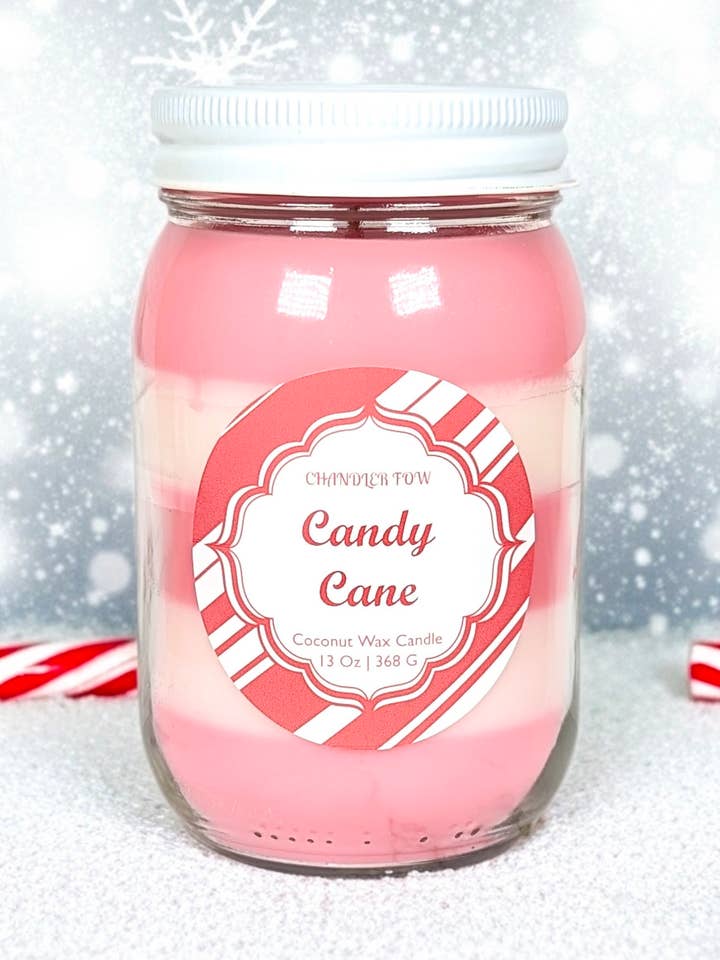 Candy Cane 13 Oz Candle for wholesale by Chandler Fow
