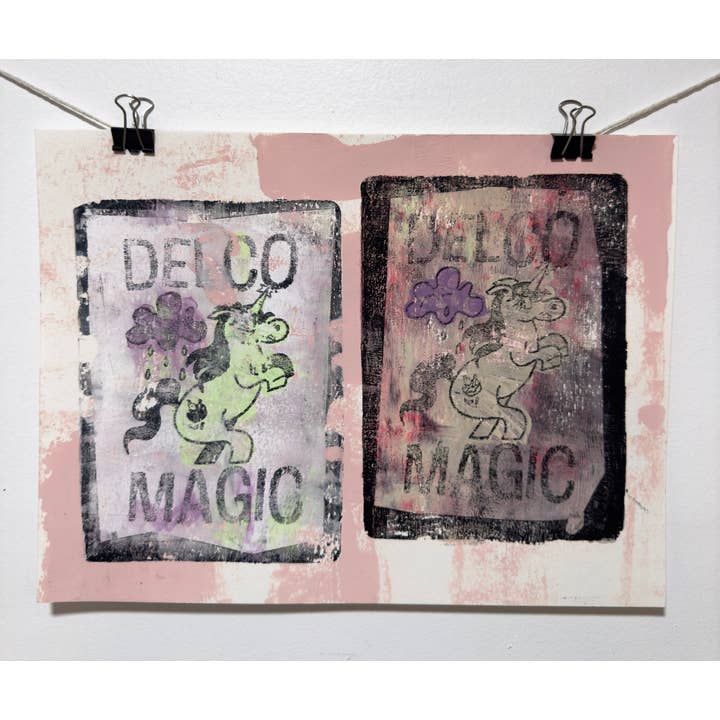 Delco Magic In Pink Hand Pulled Monoprint for wholesale by Plenilune