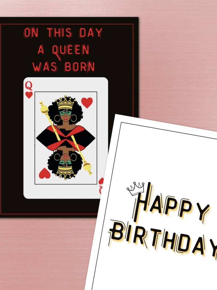 Queen fødselsdagskort for engroshandel hos The Brown Girl Paper Company