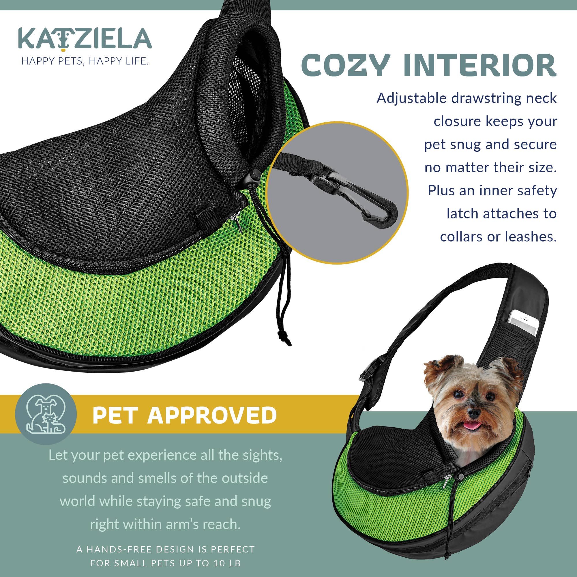 Katziela - Wholesale Pet Carrier - Cat/Dog - Pet Carrier Expandable Sling For Small Dogs And Cats Green4