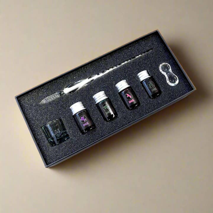Soothi | Containers Of Creativity - Wholesale Pen - Hand-Blown Glass Dip Pen Set - Elegant Calligraphy & Writing