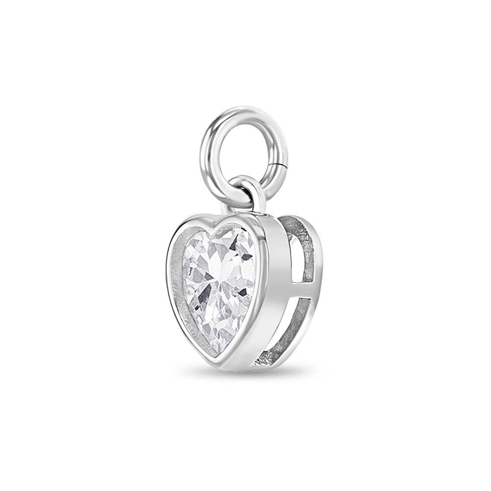 In Season Jewelry – wholesale Individual charm/pendant – Birthstone Heart Charm for Charm Bracelet - Sterling Silver26