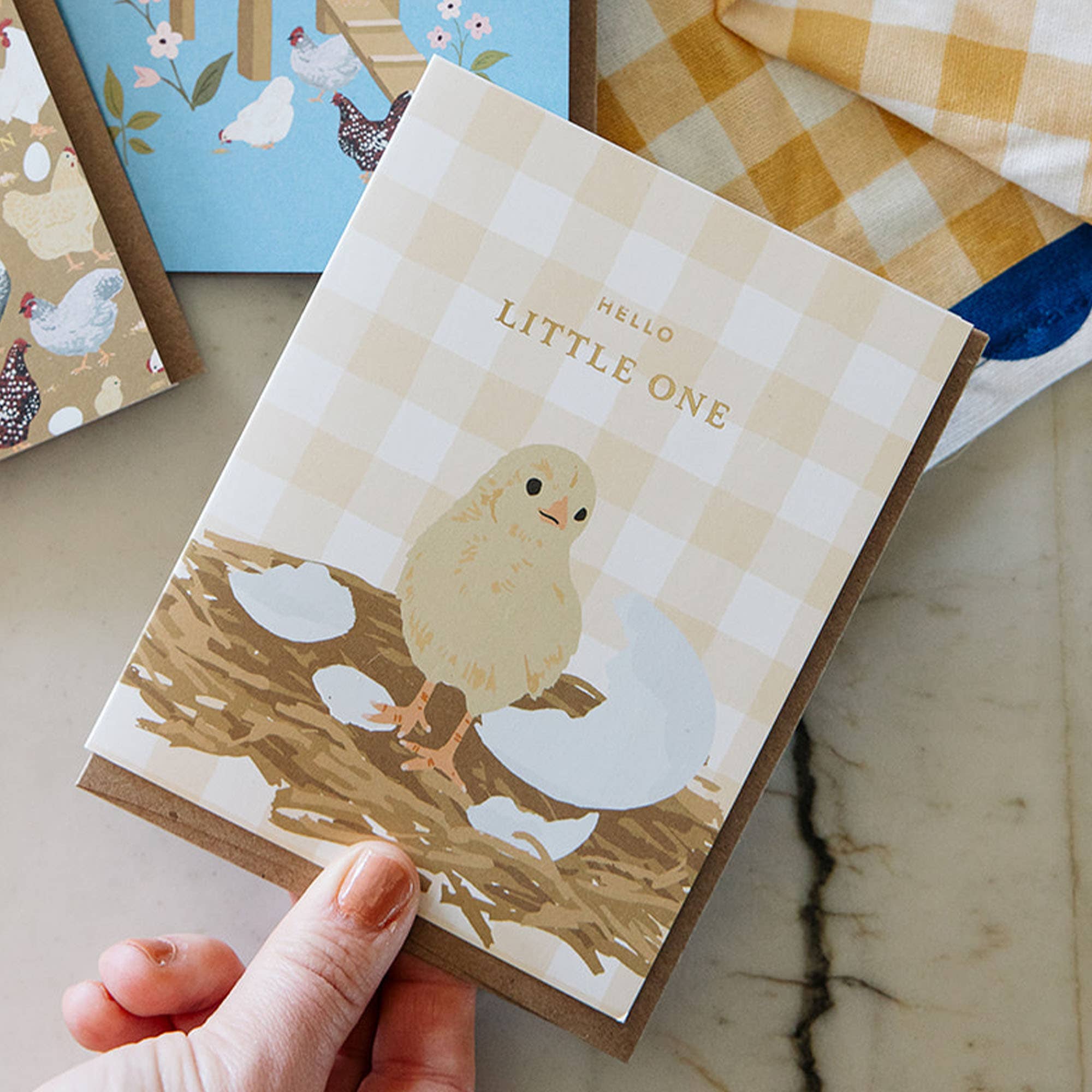 Paper Farm Press - Wholesale Baby Card - Hello Little One Chick Baby Greeting Card1