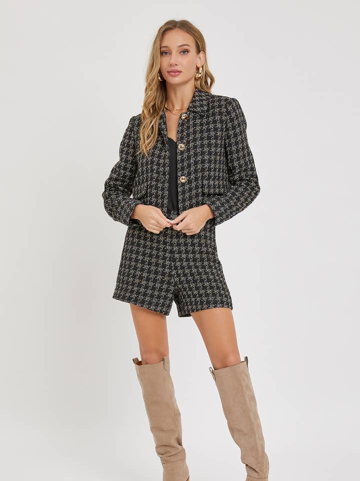 SP164 LUREX TWEED SHORTS for wholesale by Sweet Lovely by Jen