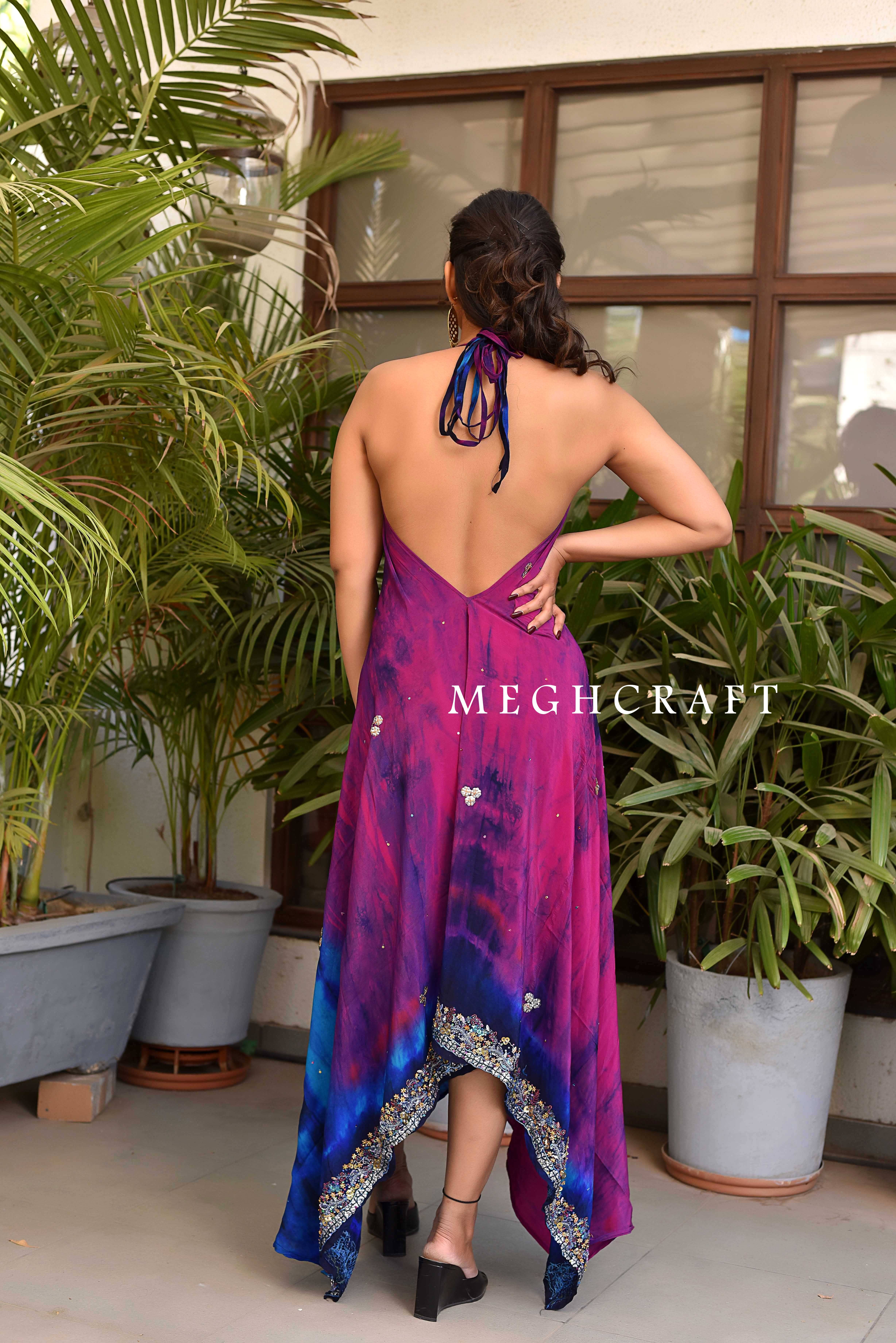 Meghcraft - Vendita all'ingrosso Vestito - Donna - Abito all'americana decorato con stampa tie-dye vintage indiano8