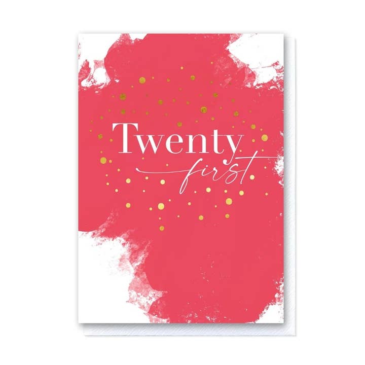 Painted Pink Twenty First Birthday Card for wholesale by Grace Jackson Design