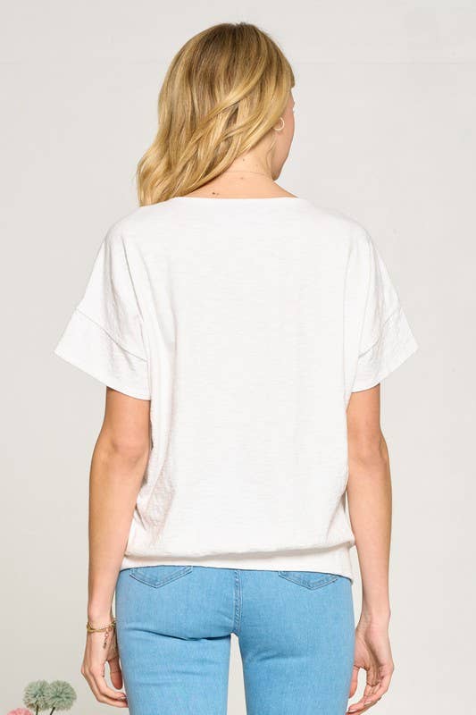 Doe and Rae - Venta al por mayor Blusa - Mujer - Parte superior cuadrada con borde de escalera - 14249T3