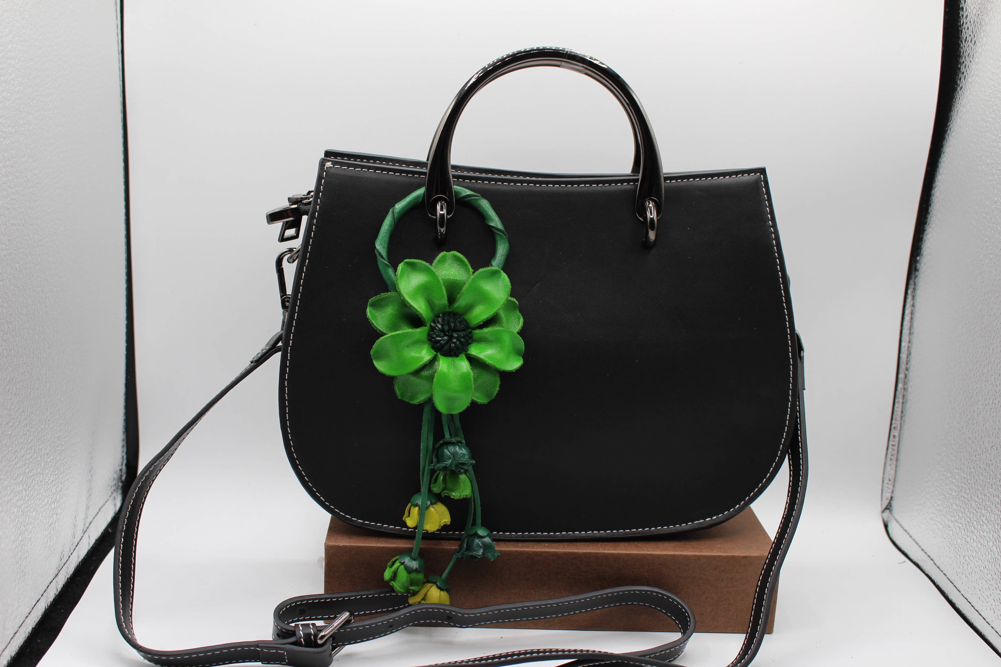 Sunflower Handmade leather inc - Wholesale Keychain - Women's - Leather flower key chain key purse bag charm2