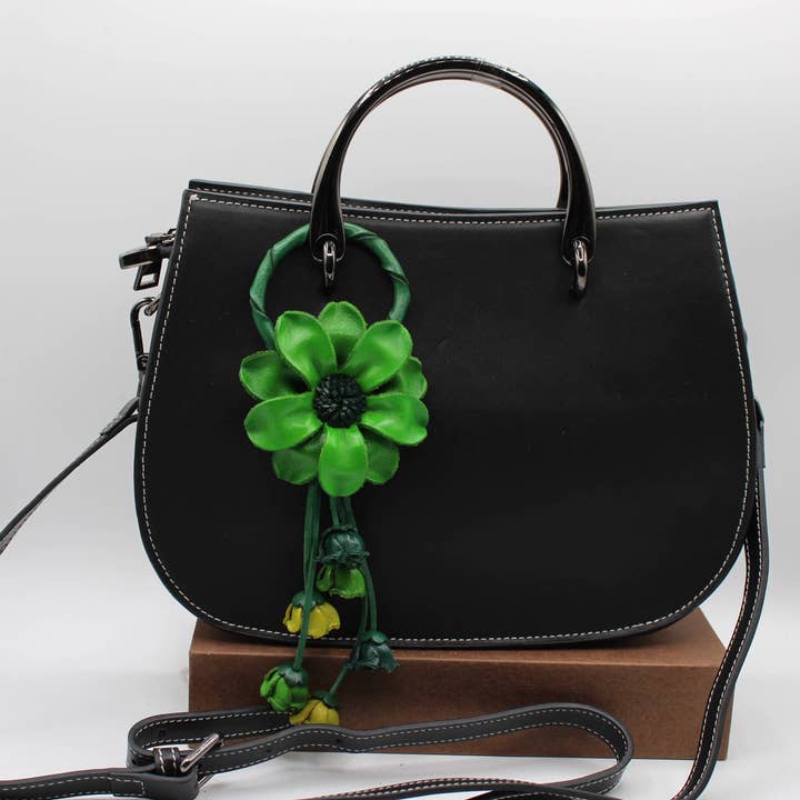 Sunflower Handmade leather inc - Wholesale Keychain - Women's - Leather flower key chain key purse bag charm2