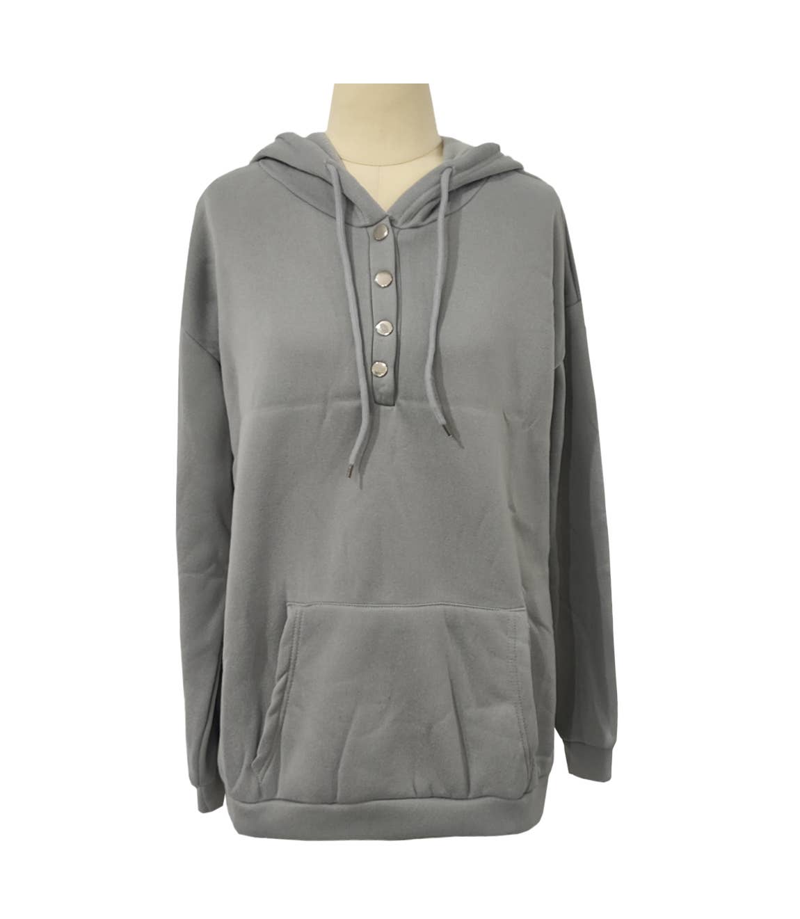 HIDDENBRAND - Wholesale Hoodie - Women's - Large Pockets Half Buttoned Hooded Sweatshirt22