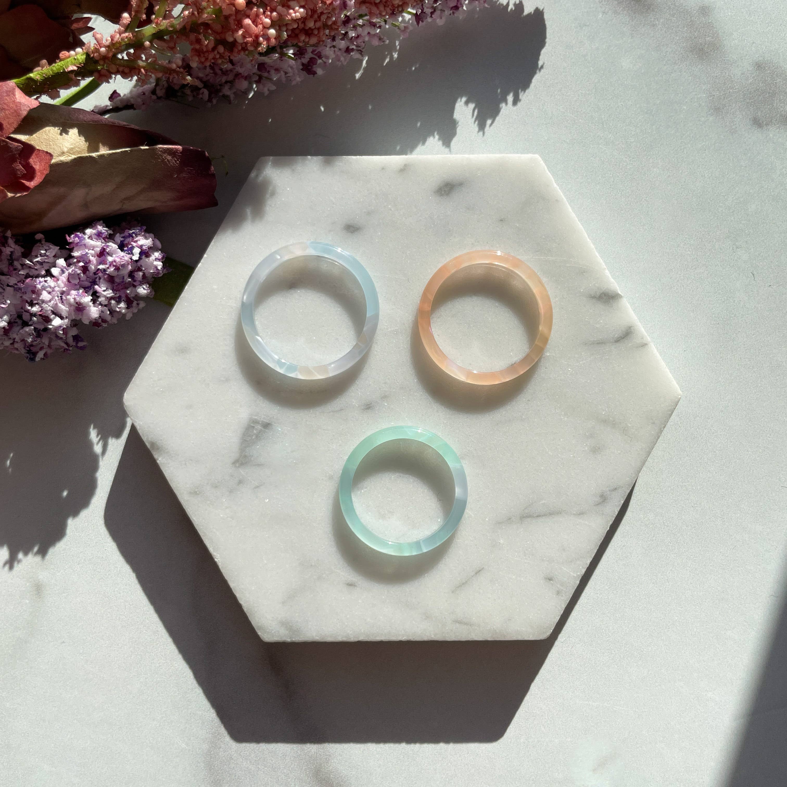 Fenna&Fei - Wholesale Band/Stacked Ring - 8 Pack - Spring Round Ring Collection Resin Stacking Rings7