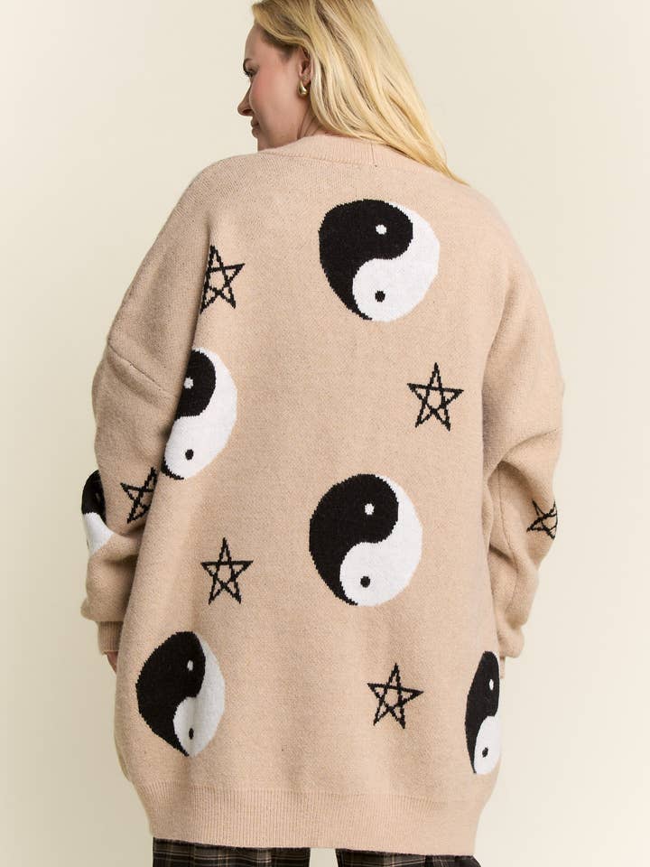 JADE BY JANE PLUS - Wholesale Cardigan - Women's - Yin Yang Star Knit Cardigan (Plus size)4