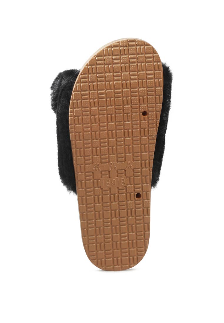 Rag Company - Vente Chaussons – femme - CHAUSSURES PLATES EN FOURRURE À NŒUD FUZZ4