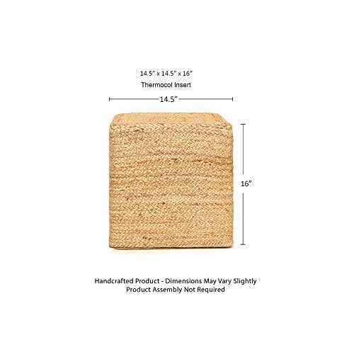 Natural · REDEARTH · Cube Jute Pouf (14.5”x14.5”x16”; Natural) for wholesale on Faire1