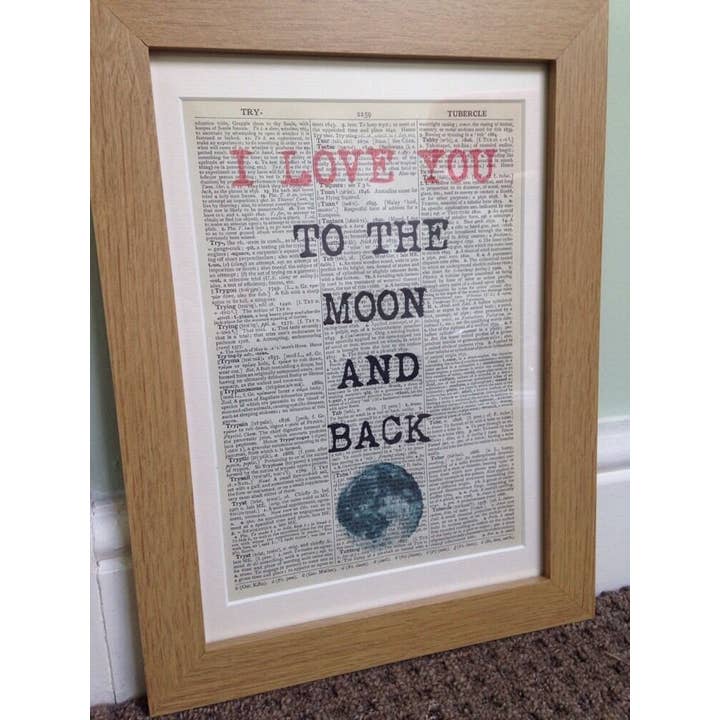 Parksmoonprints – wholesale Konsttryck – Jag älskar dig till månen och tillbaka ordbok Wall Art Print