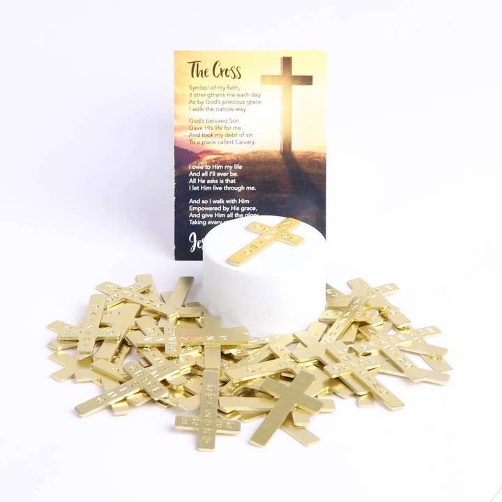 Swanson Christian Products - Wholesale Keepsake Coin/Token - Pocket Cross Amazing Grace Gold 50Pk