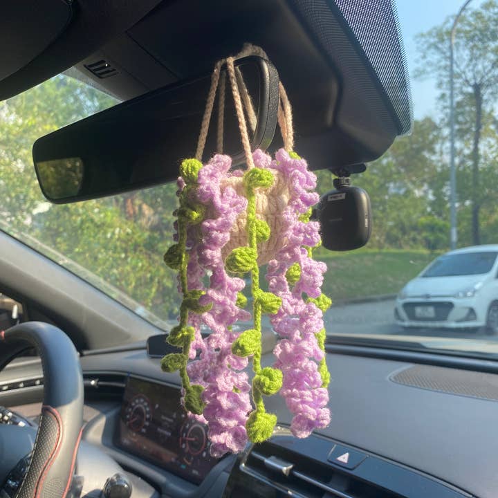 Crochet Wisteria Car Plant Hanging, Succulent Plant Decor for wholesale by TOMOPOD LLC
