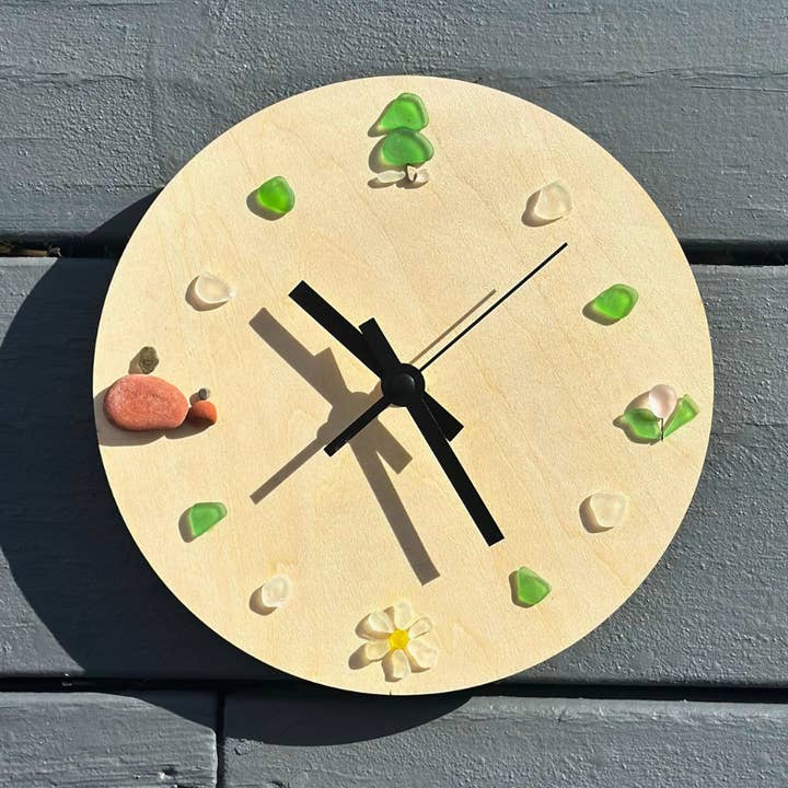 Four Seasons Sea Glass Wall Clock, Handmade all season decor for wholesale by Craftify Mom