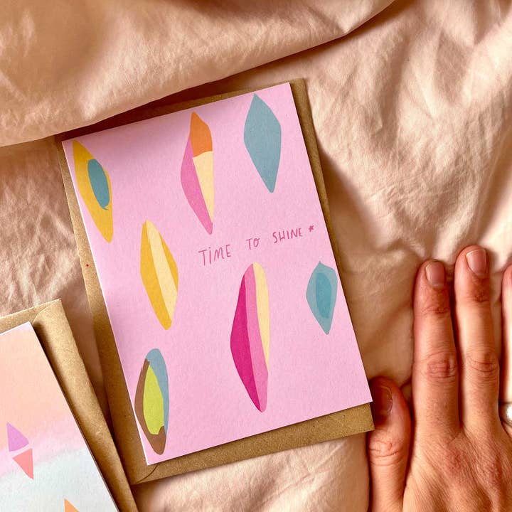 Time to Shine birthday congratulations milestone card for wholesale by Nicola Rowlands