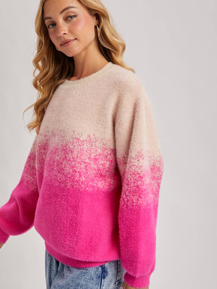 Bluivy - Wholesale Knit Sweater - Women's - FUZZY OMBRE KNIT SWEATER3