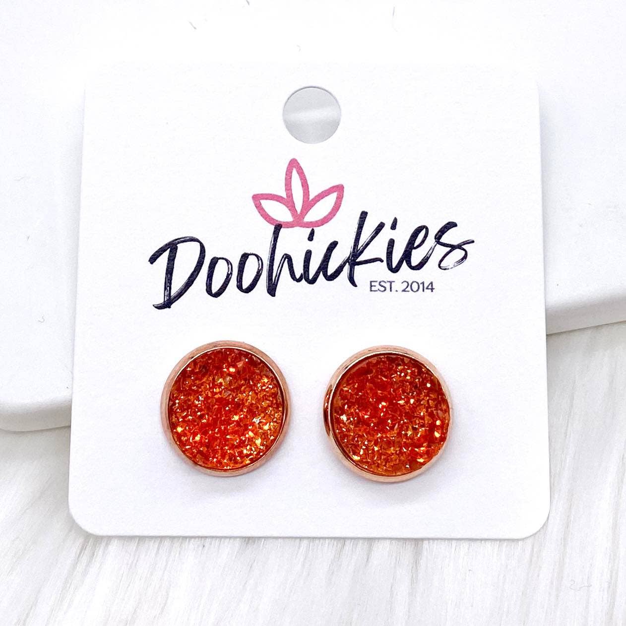 Doohickies - Vendita all'ingrosso Orecchini a bottone - Orecchini autunnali singoli Autumn Sparkle, montati in oro rosa, 12 mm0