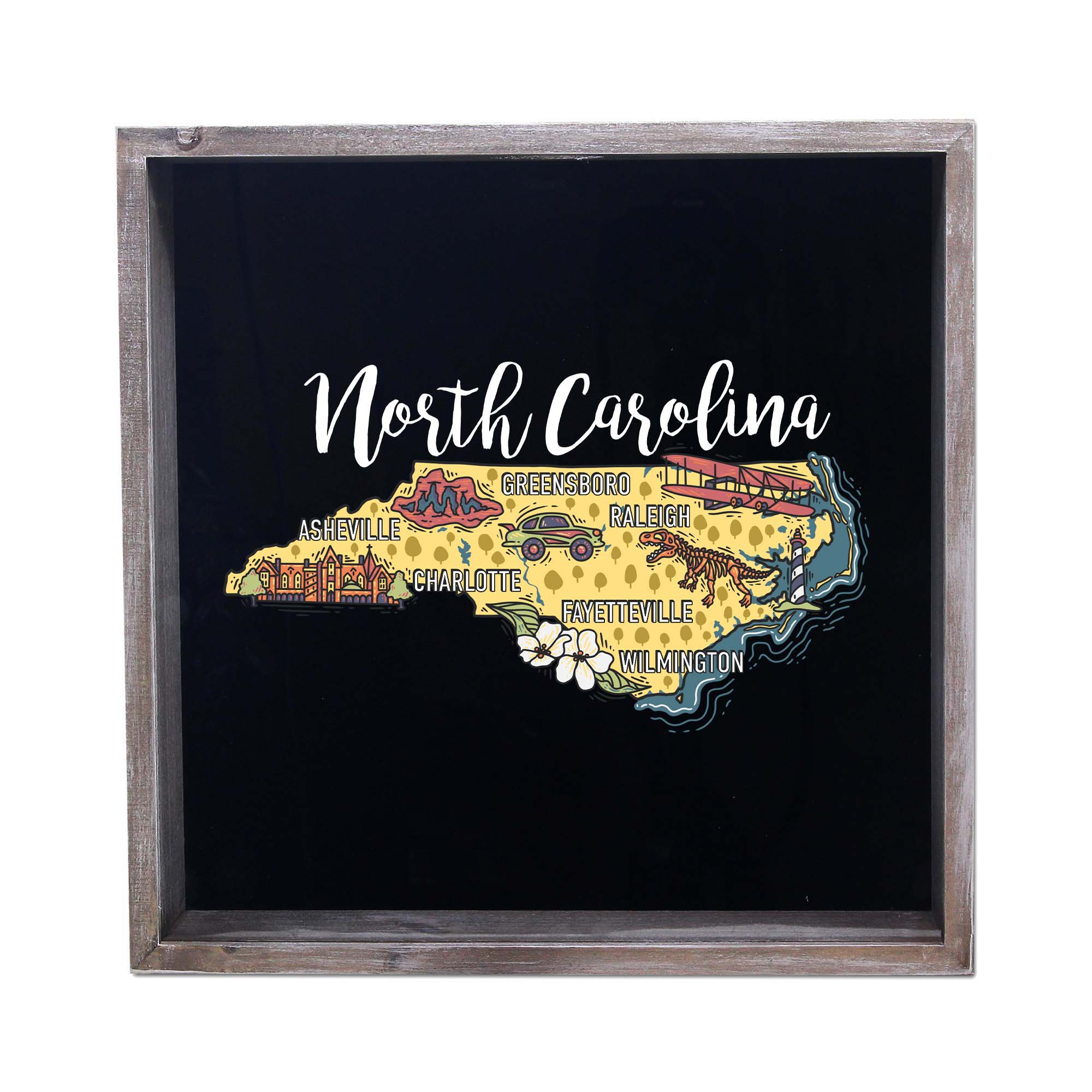 Torched Products - Wholesale Sign - State Map Design Shadow Box - Gray24