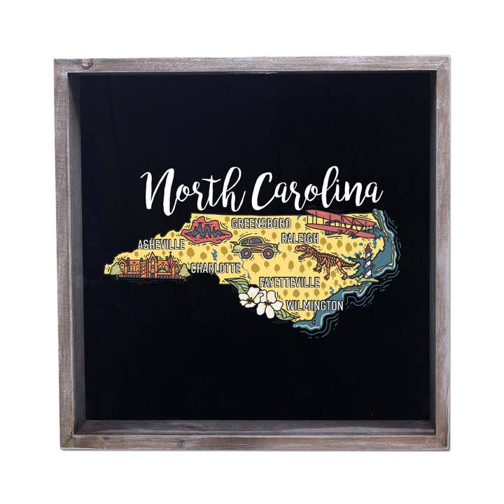 Torched Products - Wholesale Sign - State Map Design Shadow Box - Gray24
