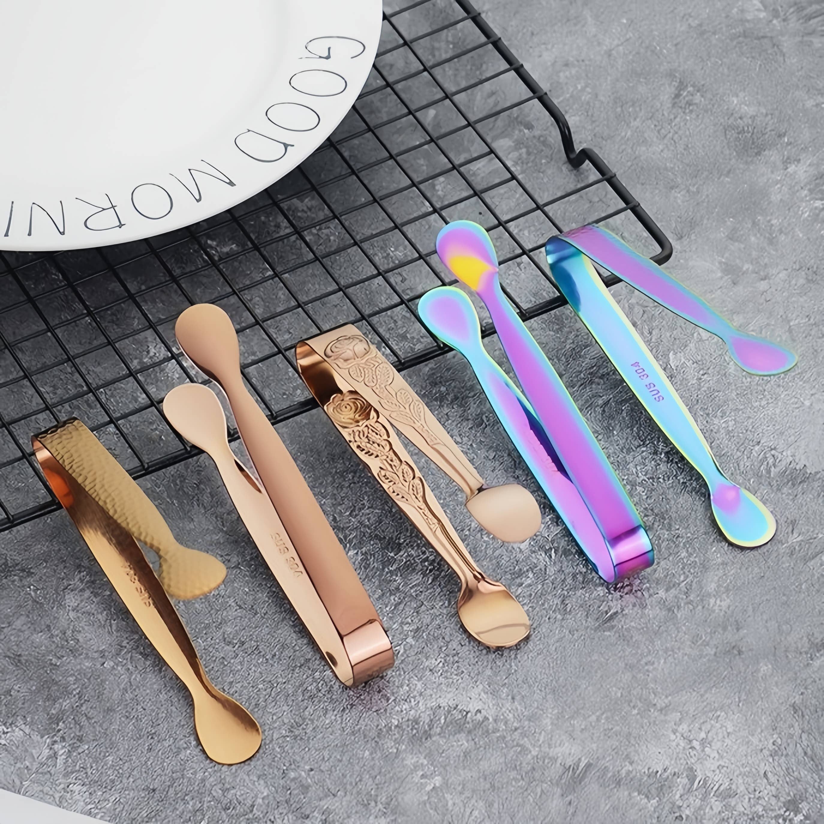 Otterware - Vendita all'ingrosso Pinze da cucina - Pinze multifunzione per zucchero/antipasti di design (finitura metallica)15