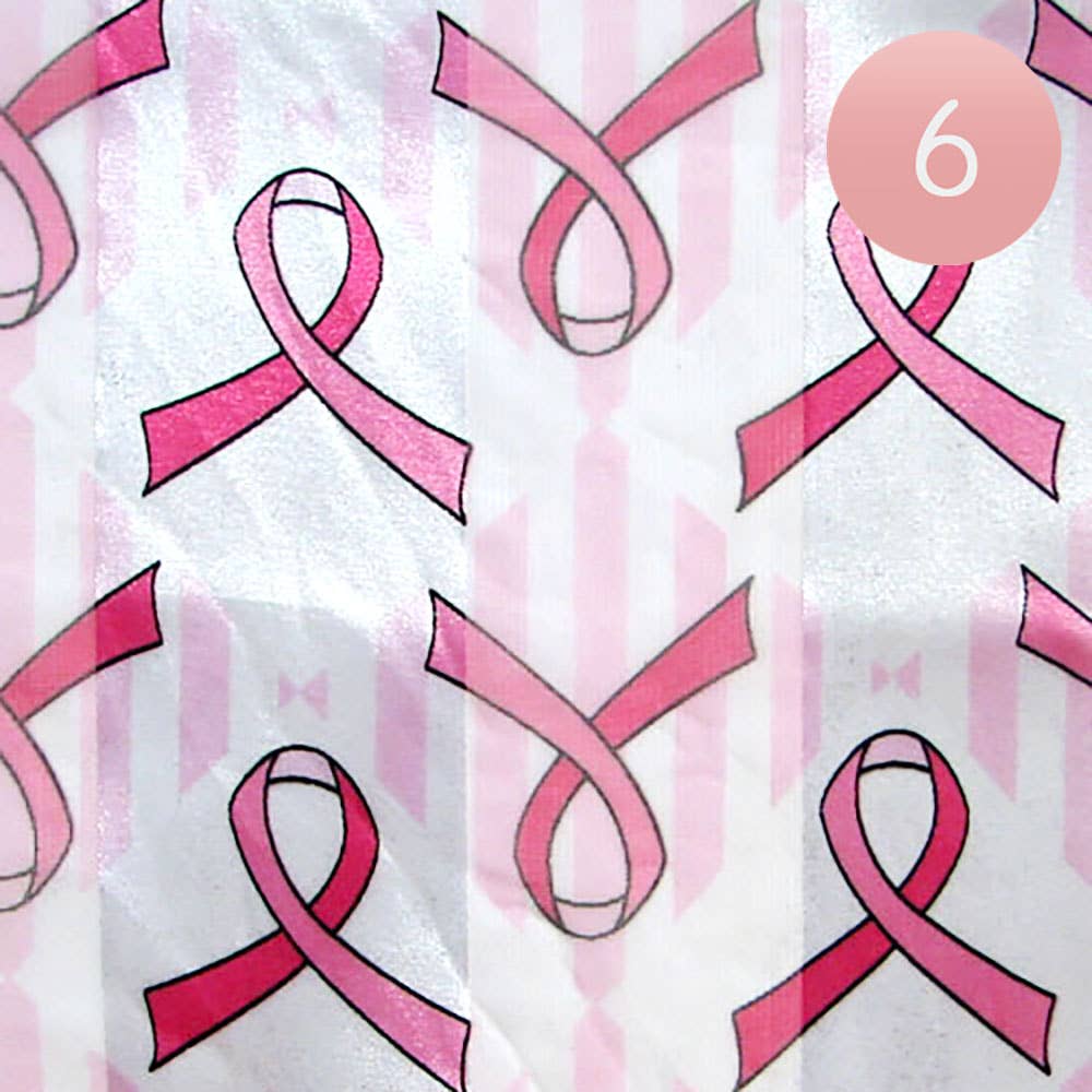 Sensibling Corp. - Wholesale Scarf - Women's - 6PCS - Silk Feel Satin Striped Pink Ribbon Pattern Printed Scarves1