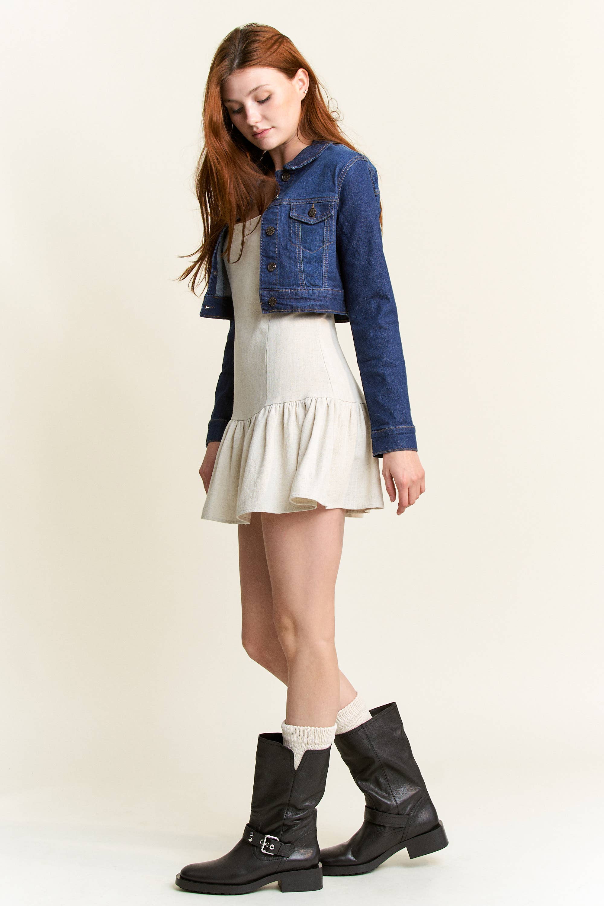 OSCURO PRE PACK Chaqueta Vaquera Básica Recortada EJ2056 de venta al por mayor en Faire2