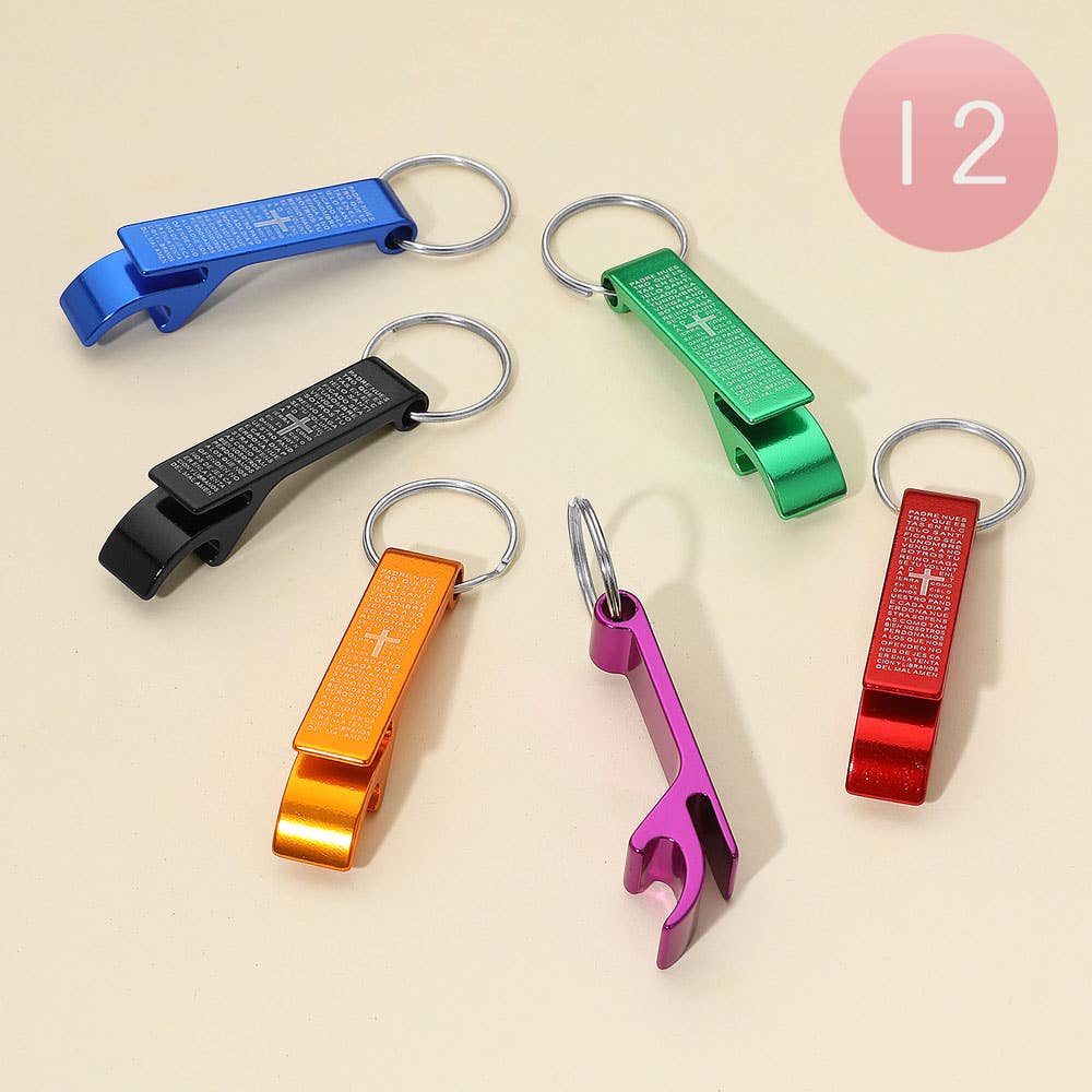 Sensibling Corp. - Wholesale Keychain - Unisex - 12PCS - Cross Printed Bottle Opener Keychains0