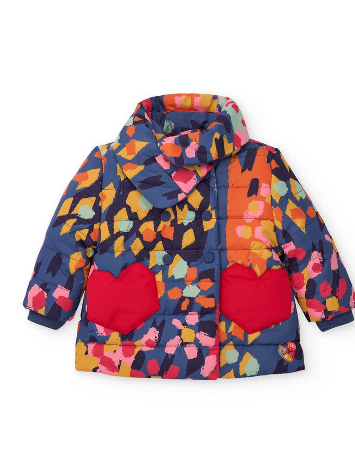 Girl's coat in multicolor with heart-shaped pockets for wholesale by tuc tuc