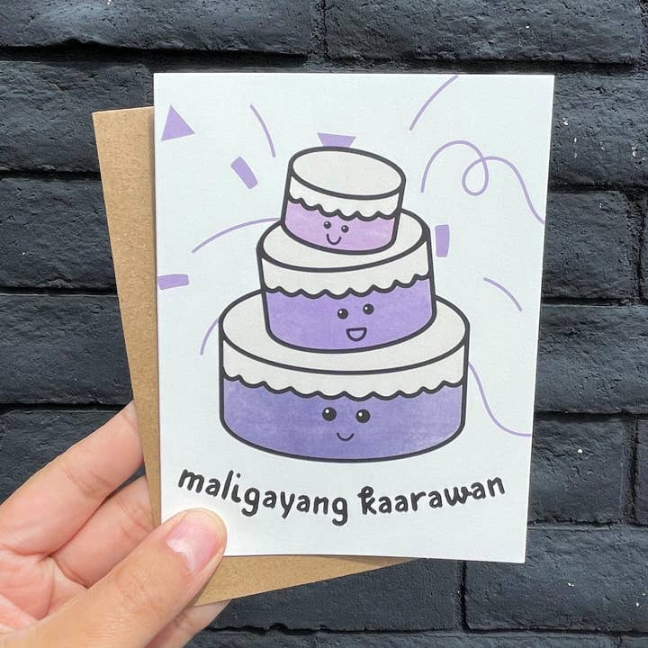 Maligayang Kaarawan Ube Cake Filipino Birthday Greeting Card for wholesale by Maarte by Jan