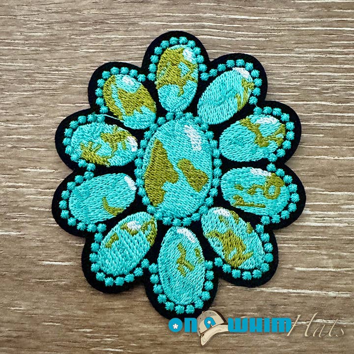Western Turquoise Iron-On Patch for wholesale by On a Whim Hats