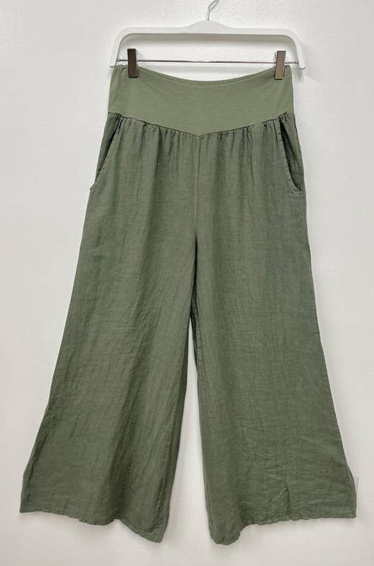 VENTI6 - Wholesale Pants - Women's - SOLID LINEN STRETCH WAISTBAND PANTS (8730-SOLID)22