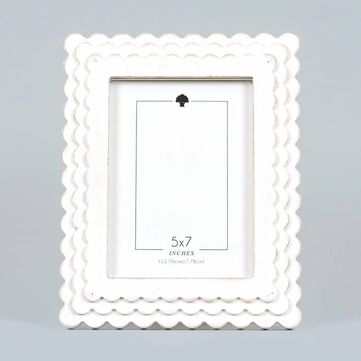 17027 - 8x10 wood SCALLOP photo frame for 5x7 pic Home Decor for wholesale by Devanie At Home (Formerly Adams & Co.)