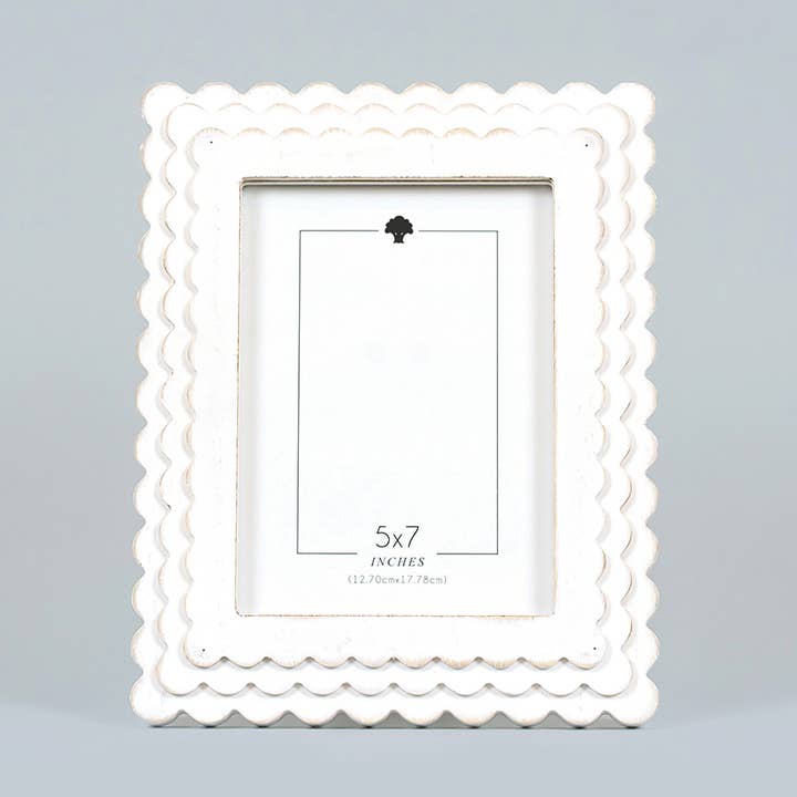 17027 - 8x10 wood SCALLOP photo frame for 5x7 pic Home Decor for wholesale by Devanie At Home (Formerly Adams & Co.)