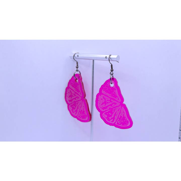 DeanMish - Venta al por mayor Pendientes colgantes - Pendientes acrílicos Citrus Slice, color vino