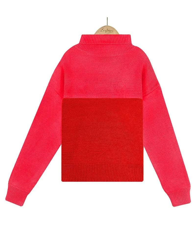 Fashion Combination – Pulôver - Mulher por atacado – Camisola de malha de manga comprida colorblock15