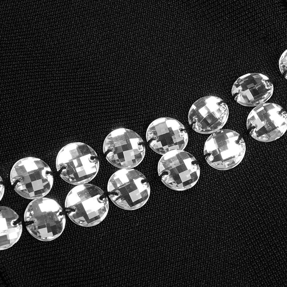 Black DR048 Studded Long Sleeve High Neck Bandage Knit Dress for wholesale on Faire8