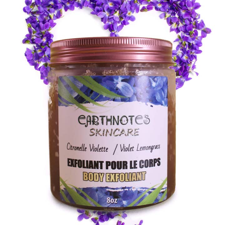 Violet Lemongrass Body Exfoliant for wholesale by Earthnotes Skincare