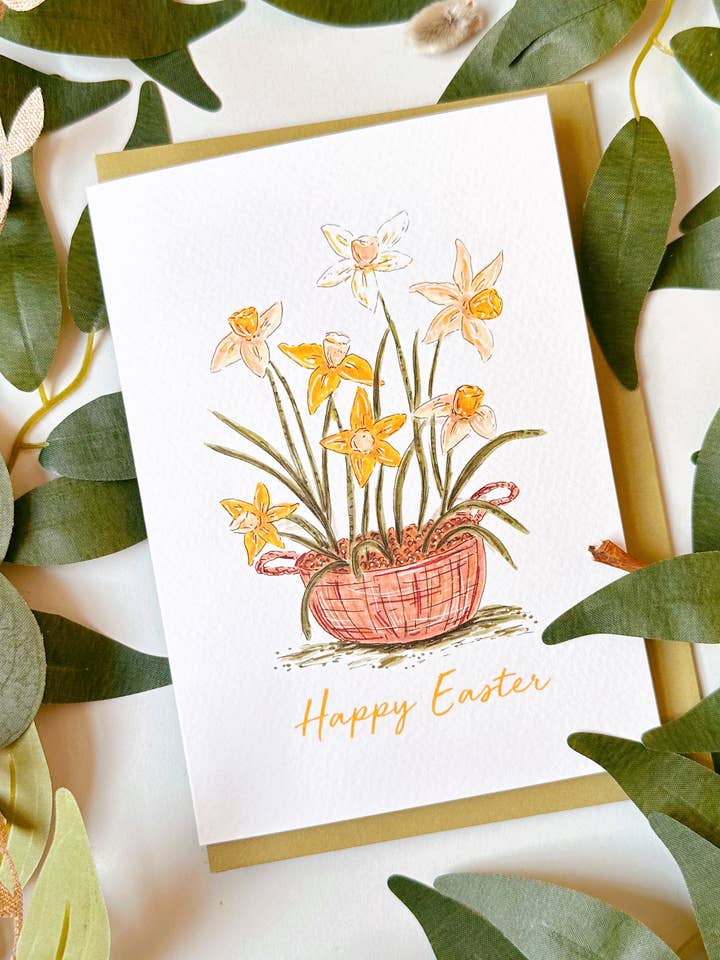 Daffodil Easter Card for wholesale by Just Smile Designs