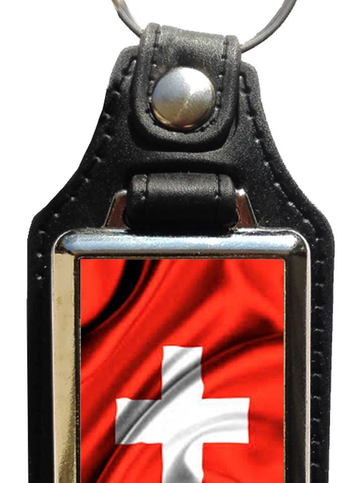 Llavero de cuero ecológico Bandera Suiza para venta al por mayor de DB GROUP SRL