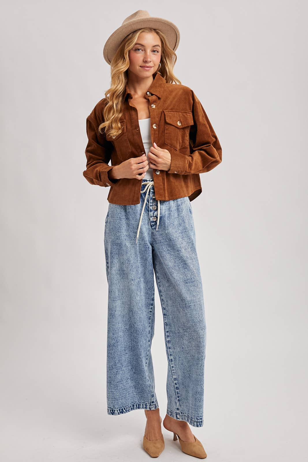 Bluivy - Wholesale Jacket - Women's - CORDUROY CROPPED BUTTON DOWN SHIRT JACKET23