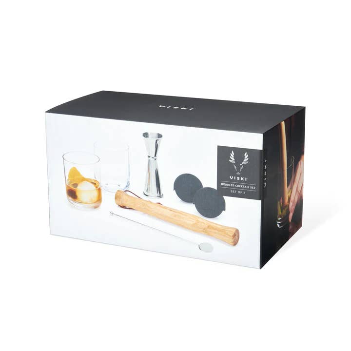 Viski - Wholesale Bar Tool - Viski Professional Cocktail Muddler Barware Set - Set of 7
