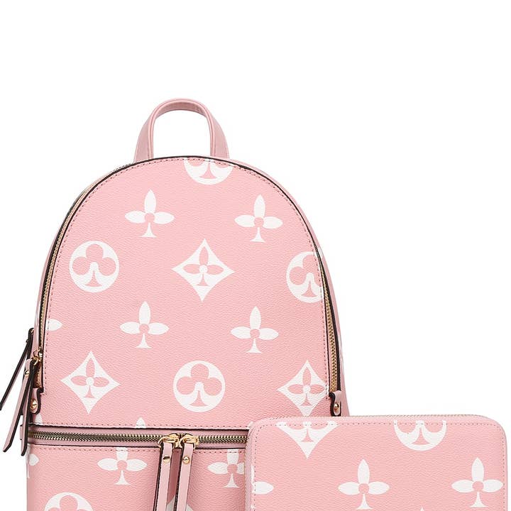 M&M HANDBAGS, LLC. - Wholesale Backpack - Women's -
2in1 Print Zipper Backpack With wallet Set DH-7285-W