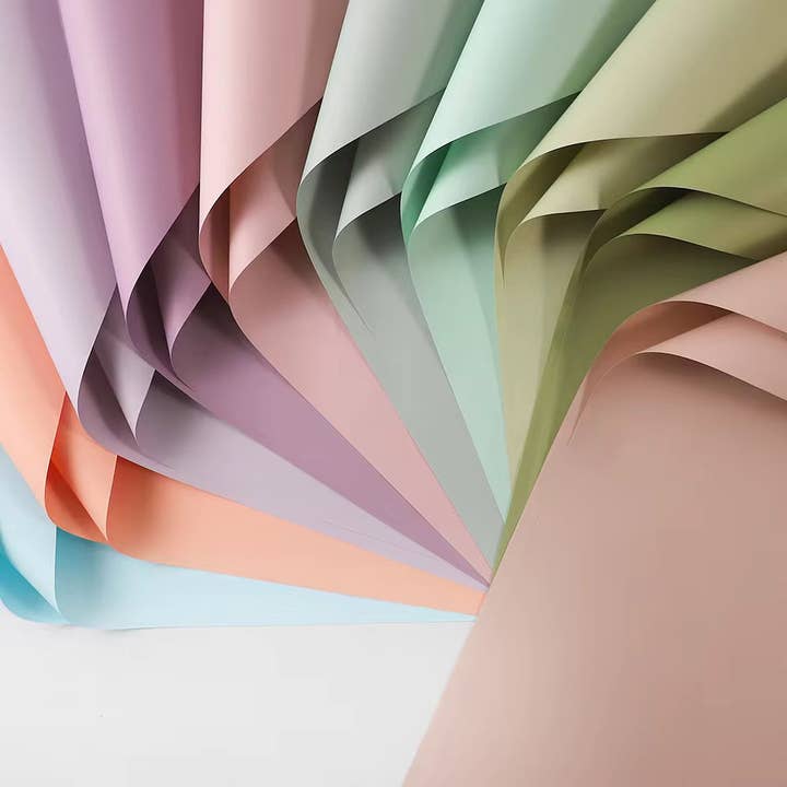 Elegant Design Supply - Wholesale Wrapping Paper Roll - Solid Color Korean Inspired Flower Wrapping Paper (20pcs/bag