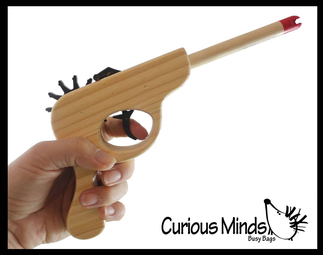Curious Minds Toys - Vendita all'ingrosso Giocattolo in legno - Bambini - Pistola Giocattolo in Legno a Elastico - Spara Elastici - Vintage1