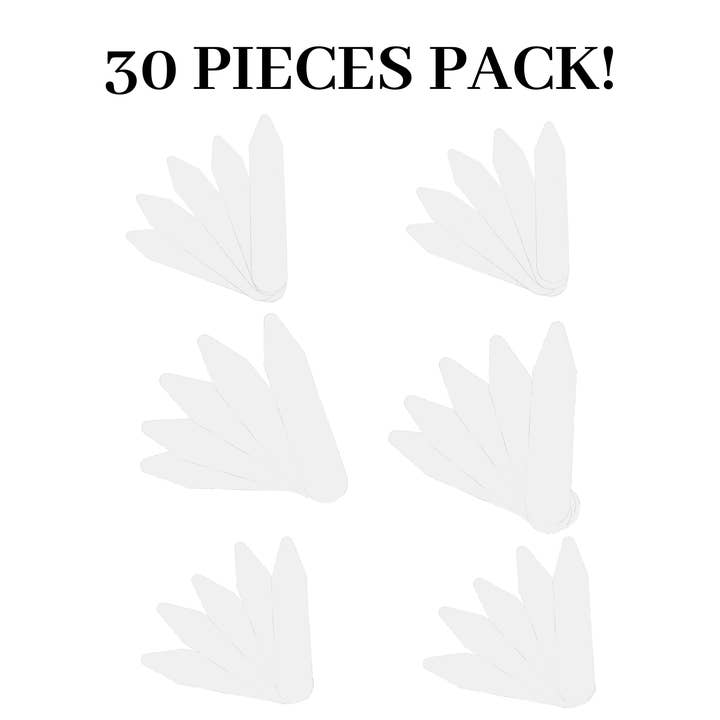 COCHIC - Wholesale Collar Stiffener - Shirt Collar Stays - Cochic - Set of 30 - 3 Sizes -White