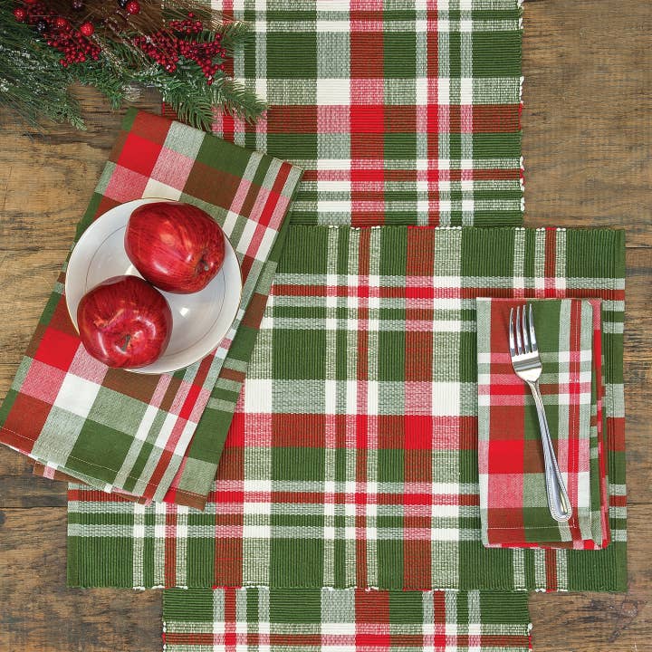 C&F Home - Wholesale Tea Towel - SALE Christmas Owen Red & Green Plaid Kitchen Towel1